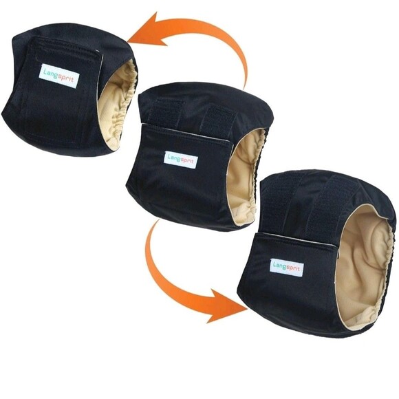 Langsprit 3-Pack Male Dog Diaper Washable Belly Wrap Bands ,Black, XXL B8 - Picture 1 of 7
